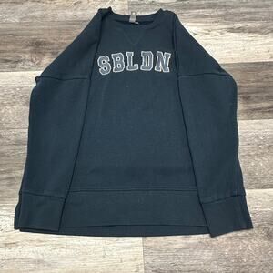 Sweaty Betty‎ Teal Gray Womens XS Spell Out Crewneck SBLDN Oversized Sweatshirt